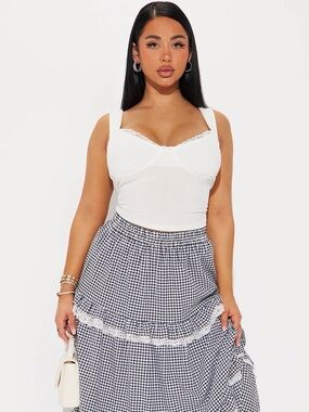 Fashion Nova Ribbed Top - White